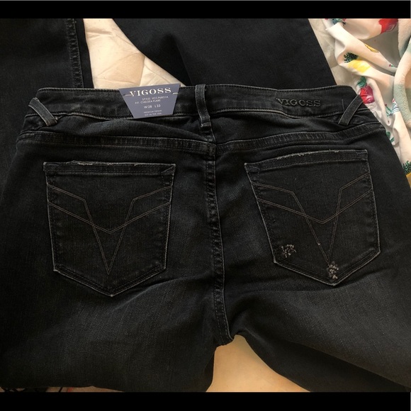 Second Pair - Vigoss Chelsea Distressed Flare Dark Wash Jeans - Picture 2 of 6